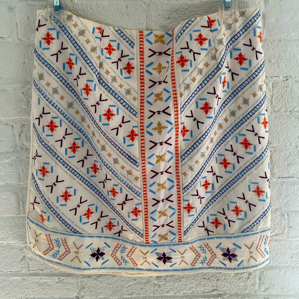 Francesca’s beautiful embroidered lined mini skirt